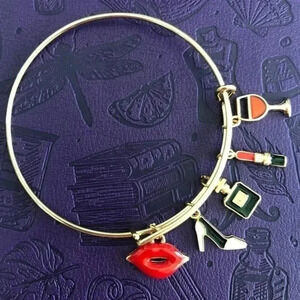 Ladies Night Gold Tone Stainless Steel Adjustable Charm Bracelet